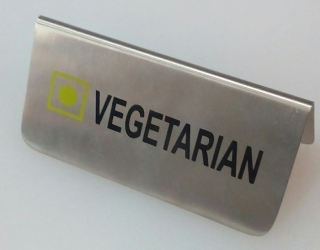 Табличка з нержавіючої сталі L 12 см VEGETARIAN  ( шт )